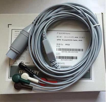 Original Mindray 0010-30-43120 ECG Cable 5Leads AHA Snap For PM7000/8000/9000-0